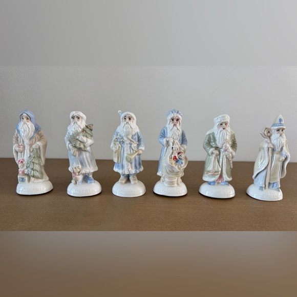 Other - Charming Santa Around The World Ceramic Figurine Collection - Blue and Cream